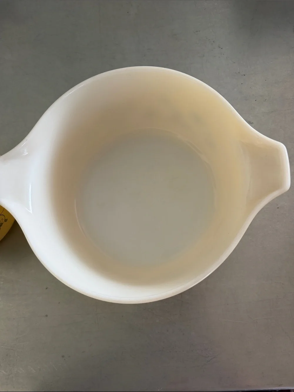 Pyrex Yellow Mixing Bowls with Green Floral Vine Pattern - Set of 2